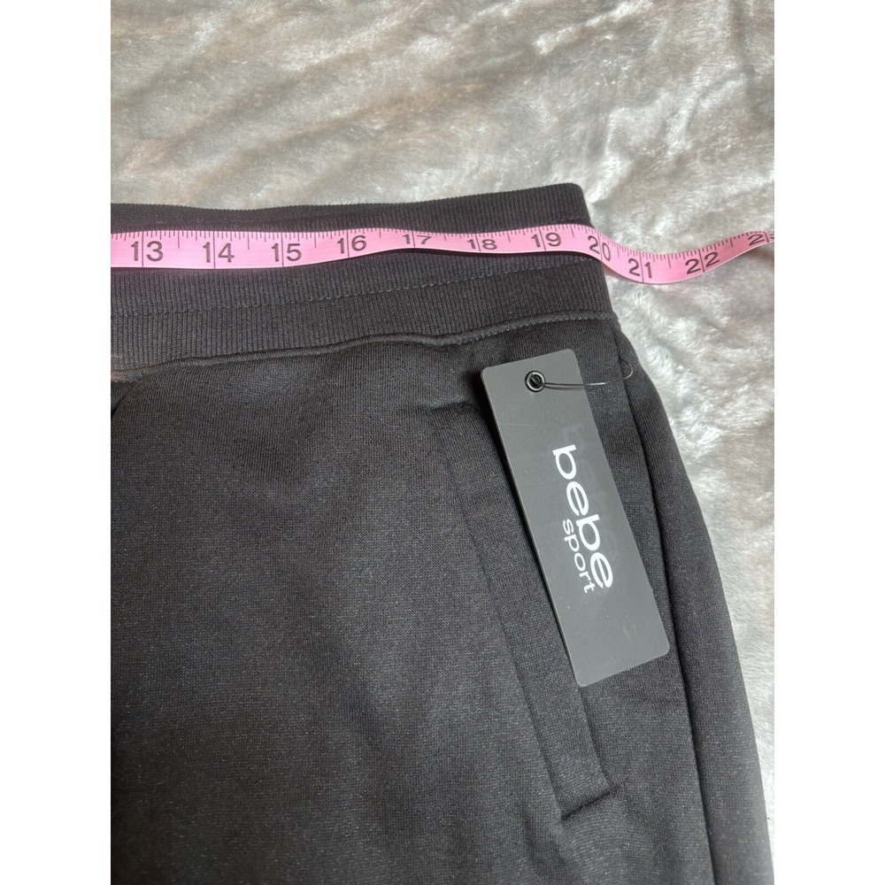 NEW BEBE Jogger Pants 2XL Plush Rhinestone Women's Jogger Sweatpants Black - Picture 8 of 12